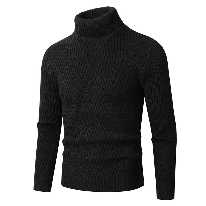 Thick knit sweater for men with high collar and decorative textured pattern Lune London