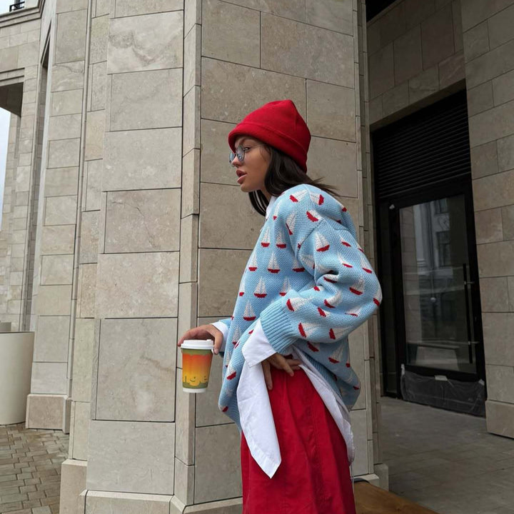 Casual sweater for women with chic maritime design