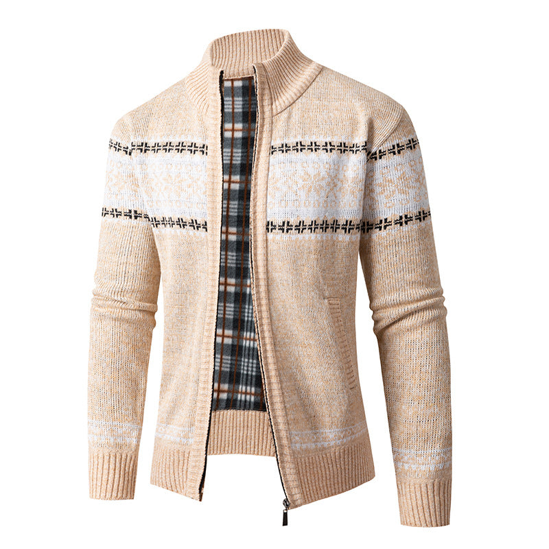 Men's knit jacket with high collar and modern zip Lune London