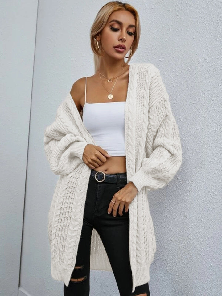 Ladies Chunky-knit-Kimono-Cardigan with premium rib structure Lune London