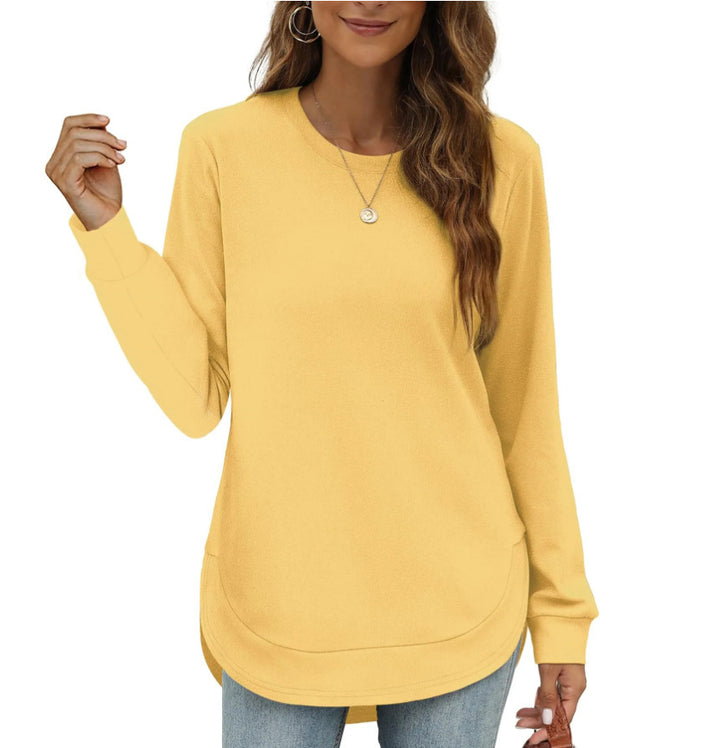 Casual women's long sleeve sweater with curved hem Lune London