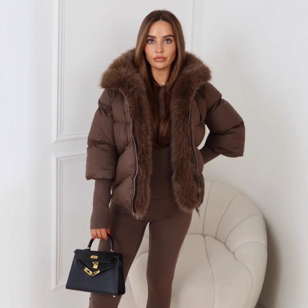 Veste d'hiver pour femmes avec un luxueux col en fausse fourrure et un design matelassé Chic & Stil