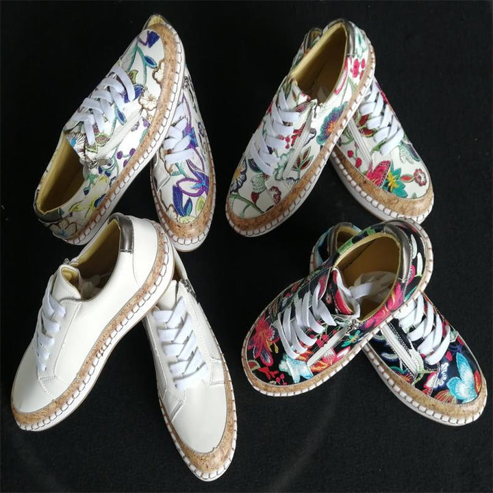 Comfortable ankle boots for ladies with cork sole and zipper Lune London