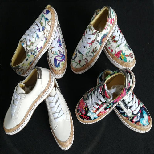 Comfortable ankle boots for ladies with cork sole and zipper Lune London