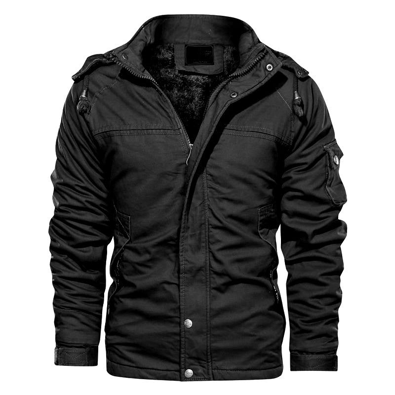 Multifunctional winter jacket for men with fleece lining and removable hood Lune London