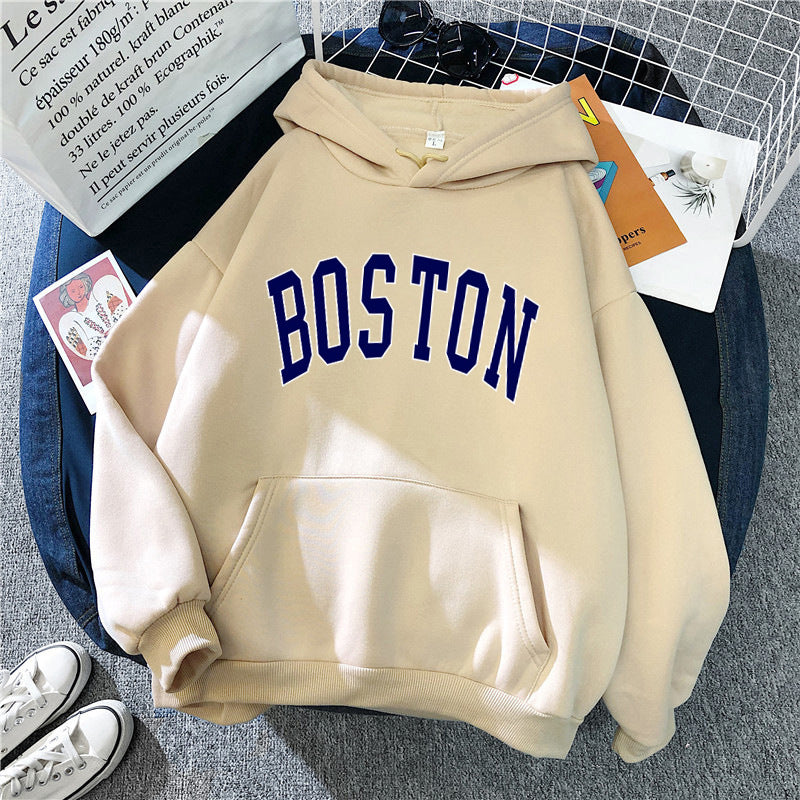 Women's hoodie with classic Boston print Chic & Stil