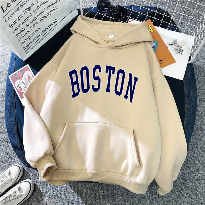 Women's hoodie with classic Boston print Chic & Stil