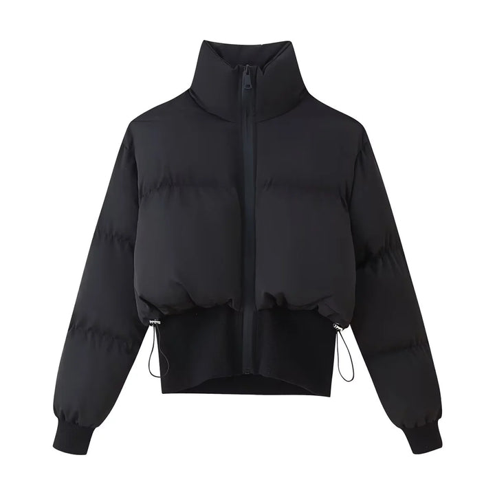 Short down jacket for women with high collar and practical pockets Lune London