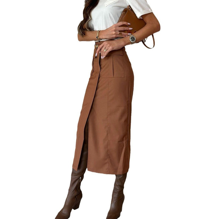 Midi skirt for women with high waist and practical pockets Lune London