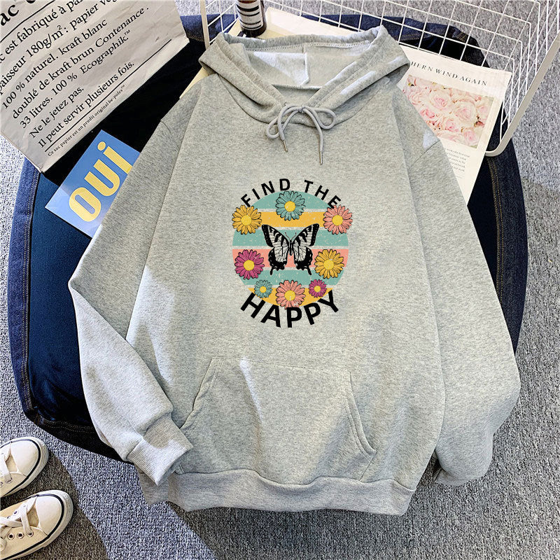 Women's hoodie with floral design and inspirational print Chic & Stil