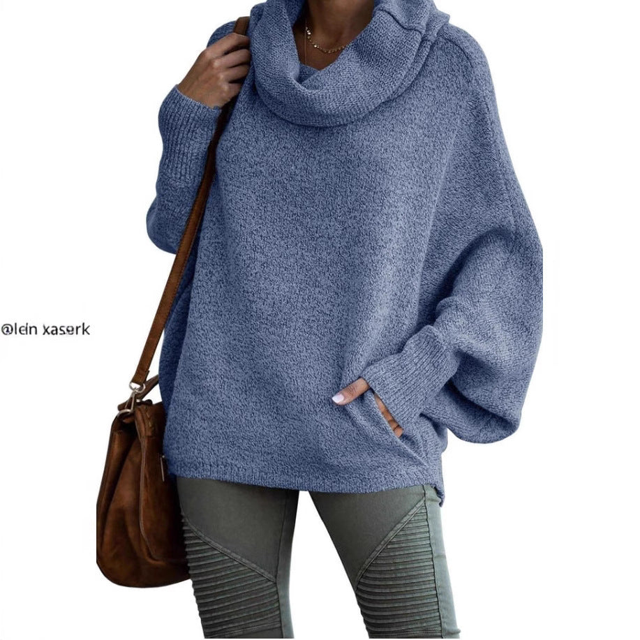 Ladies oversized knit sweater with turtleneck Lune London