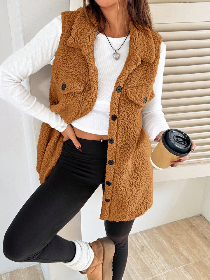 Women soft fleece vest with patch pockets Lune London