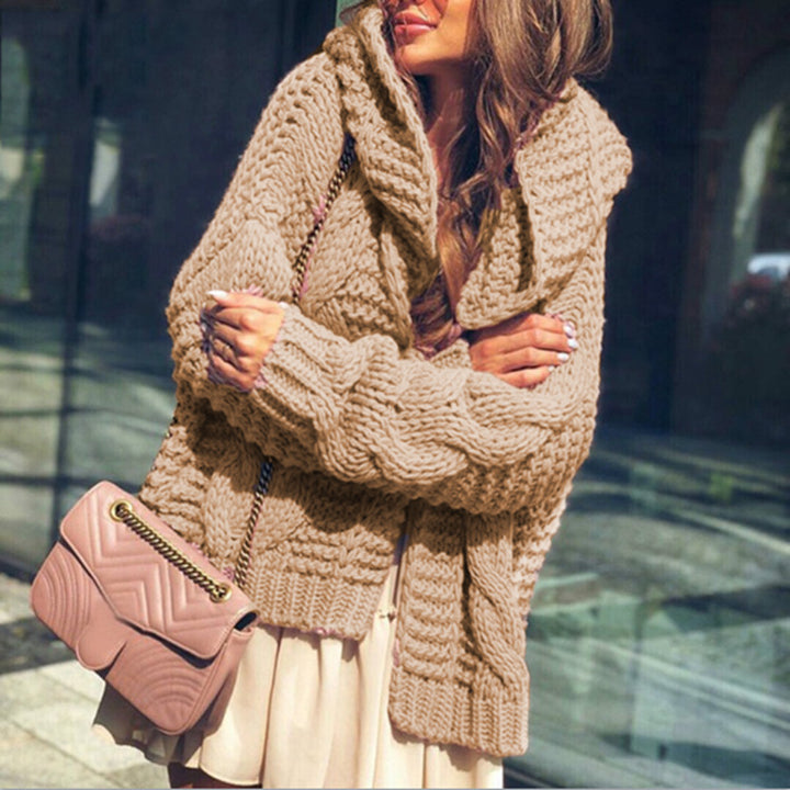 Ladies oversized knitted cardigan with asymmetrical cut and oversized sleeves Lune London