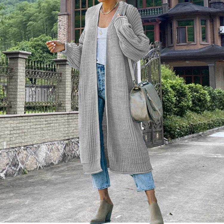 Ladies long knit cardigan with a coarse knit appearance and a loose fit Lune London