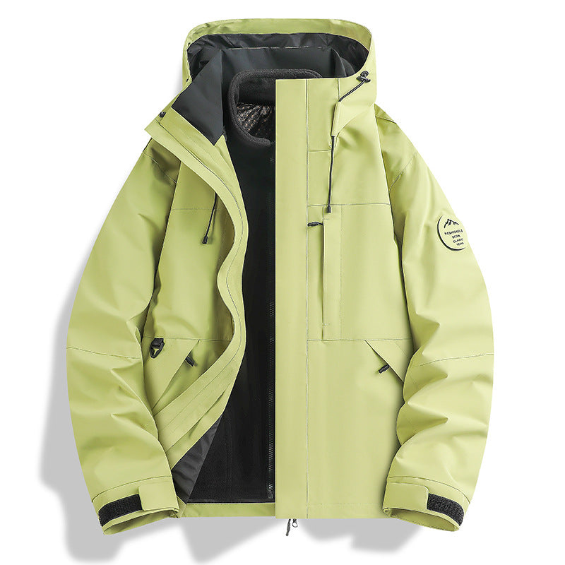 Functional outdoor jacket for men with adjustable hood design Lune London
