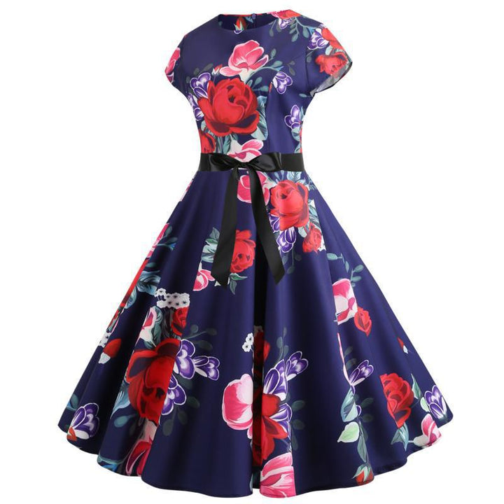 Robe midi femme avec des motifs floraux et jupe évasée Chic & Stil