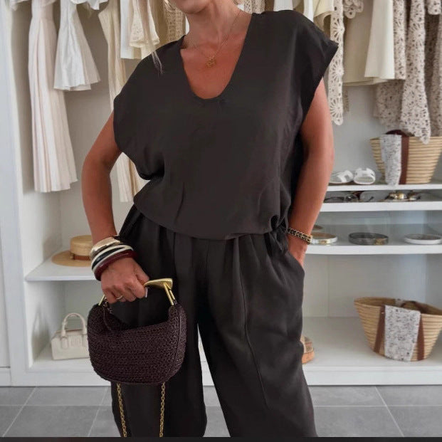 Combinaison décontractée pour femmes avec taille élastique et poches Chic & Stil
