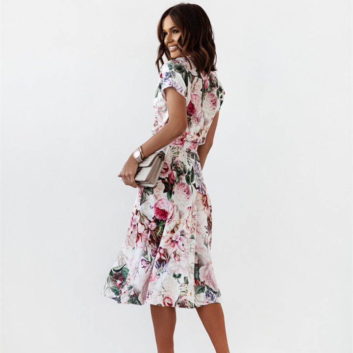 Women Chic and Stylish Floral Midi Wrap Dress