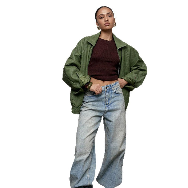 Oversized leather jacket for women Lune London