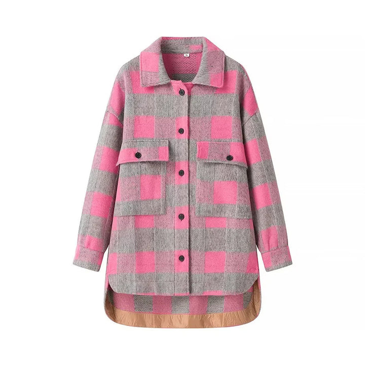 Veste en flanelle surdimensionnée pour femme à motif à carreaux Chic & Stil