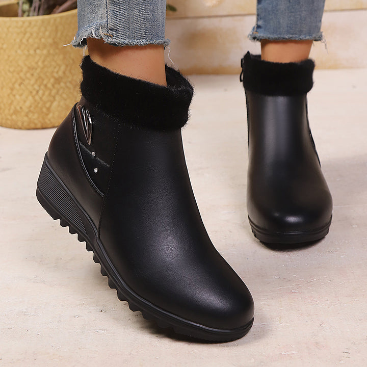 Wedge heel boots for women with soft inner lining and stylish zipper Lune London