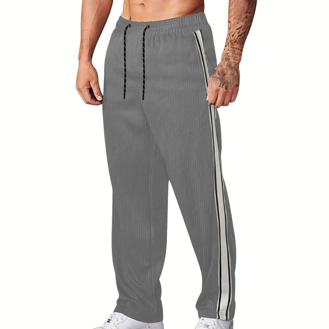 Men's sporty leisure pants with stylish vertical stripes and an adjustable waist Lune London