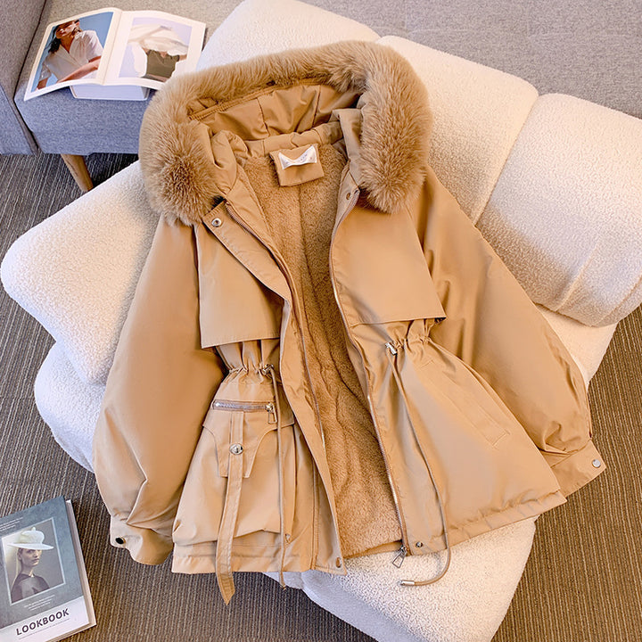 Elegant women's winter coat with removable faux fur collar Lune London