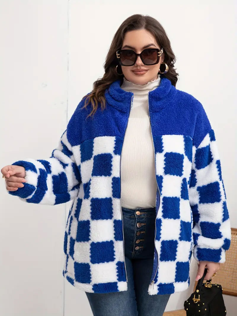 Soft jacket for women with a modern check pattern Lune London