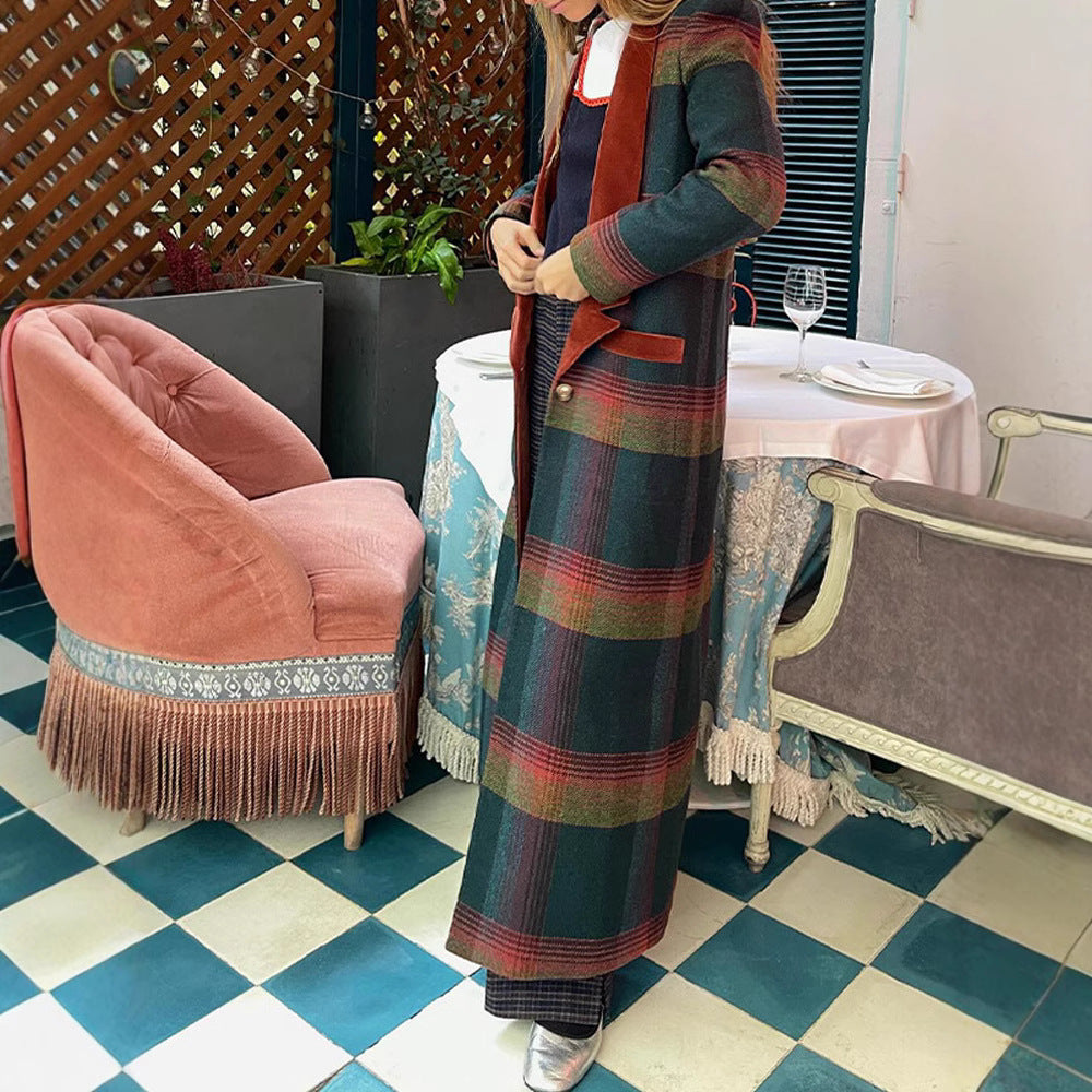 Plaid coat for women with trendy lapels and removable collar Lune London