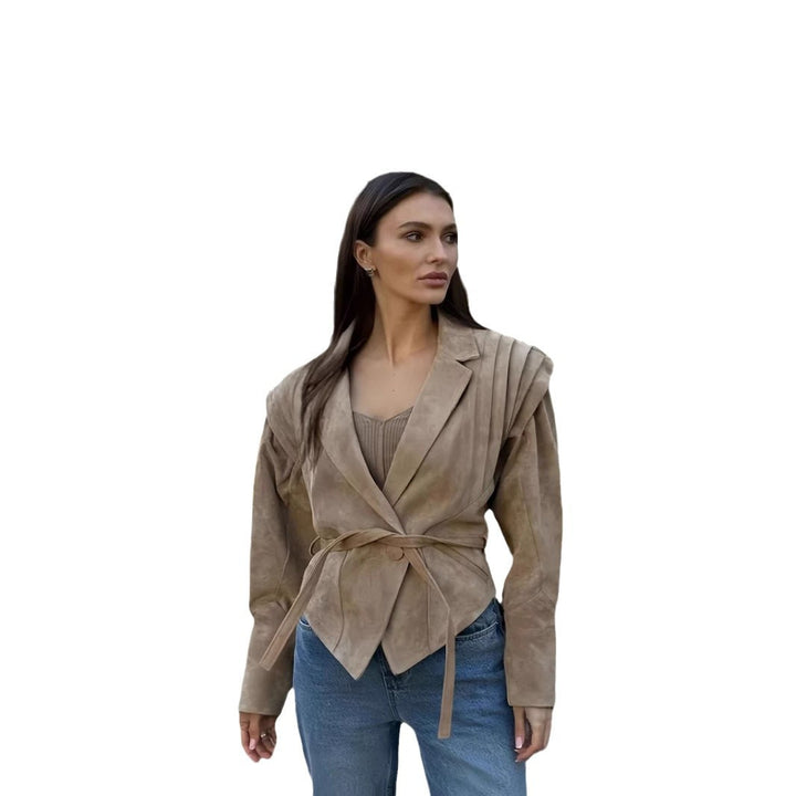 Chic wool jacket for women with belt at the waist Lune London