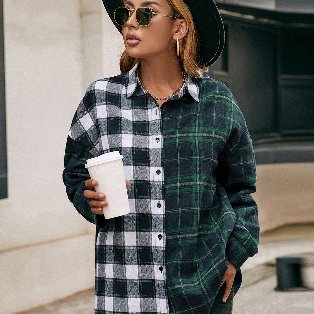 Casual flannel shirt for women with plaid pattern Lune London