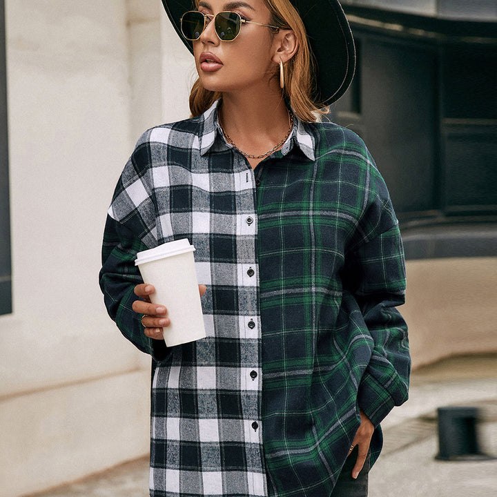 Casual flannel shirt for women with plaid pattern Lune London