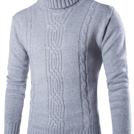 Pull-over tricot tendance pour hommes avec col montant et structure à torsades raffinée Lune London