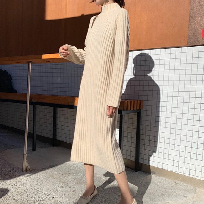 Knit dress for women with an attractive ribbed design and elegant cut details Lune London