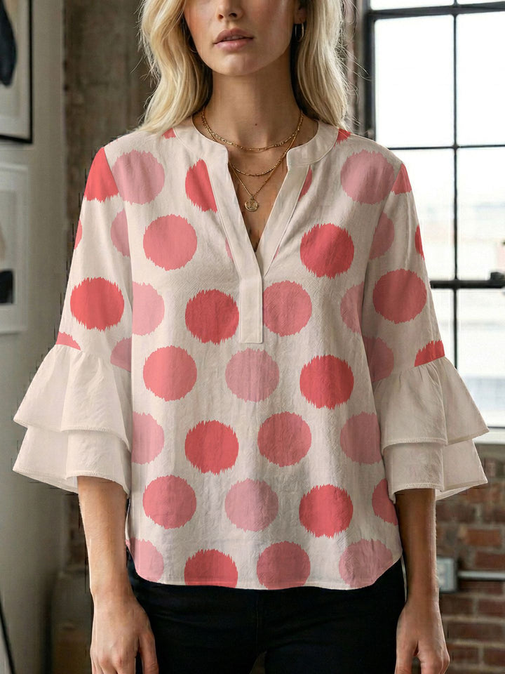 Women's blouse shirt with voluminous sleeves and creative print design Lune London