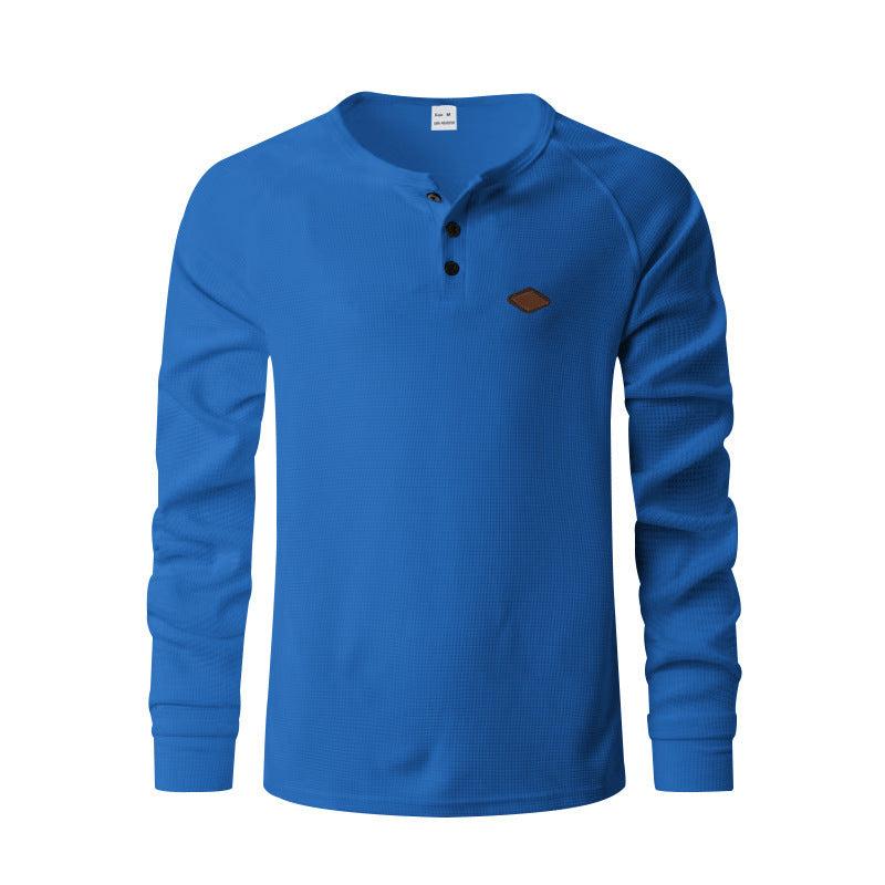 Men's long sleeve t-shirt with button placket and cotton blend Lune London