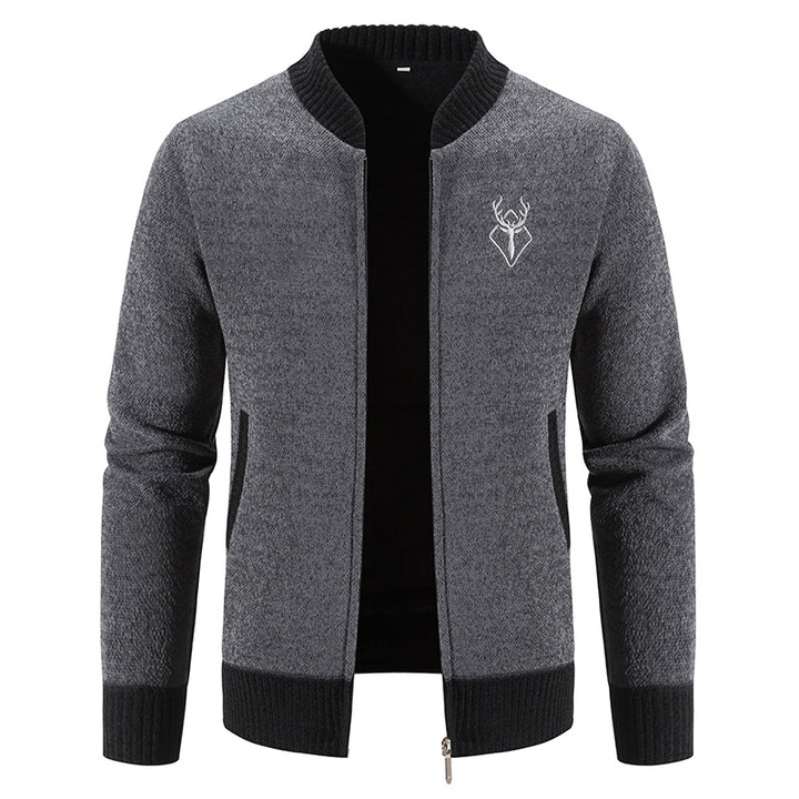 Zip-up knit jacket with high collar for men Lune London
