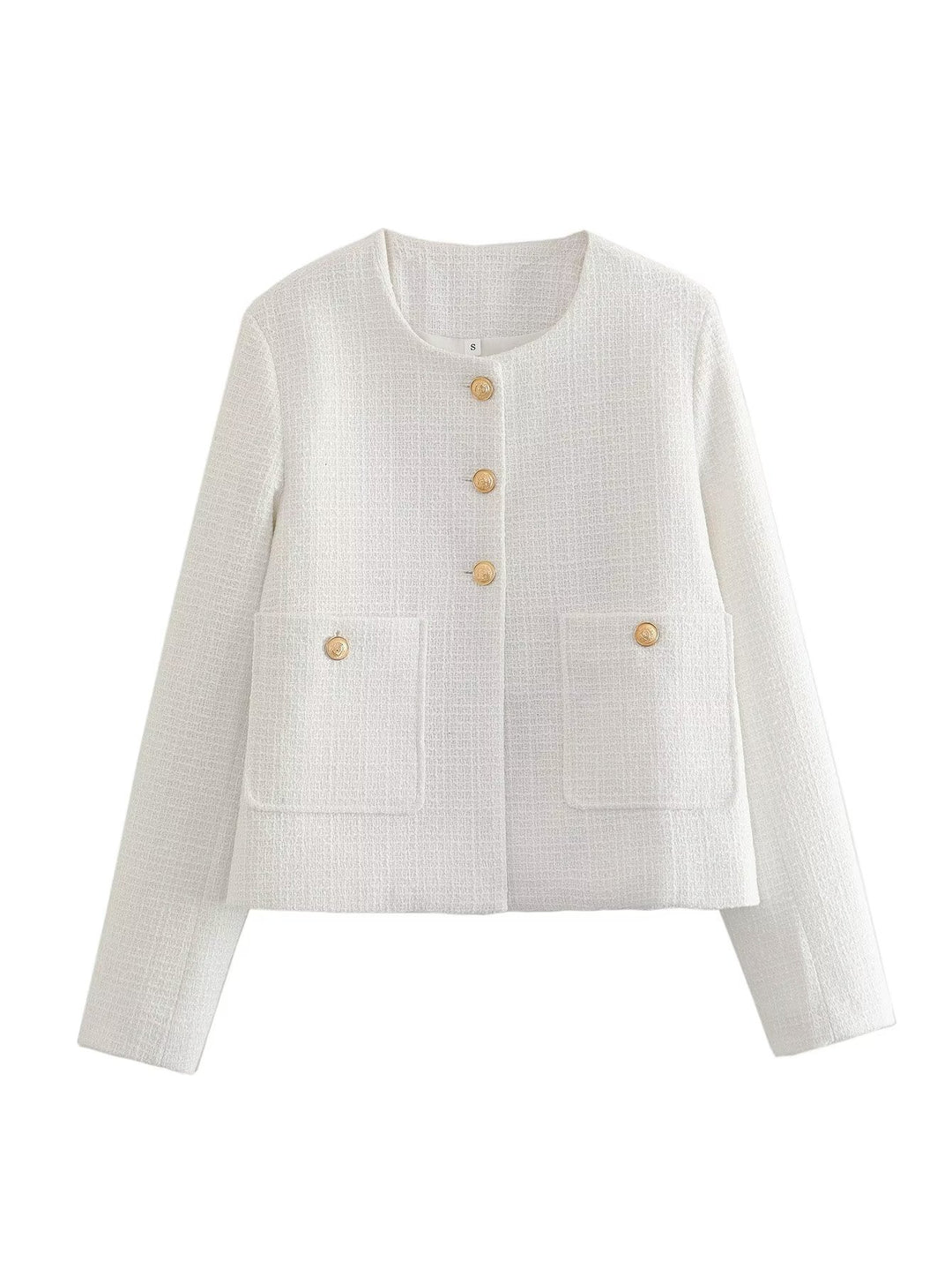 Short tweed jacket for women with decorative buttons Lune London