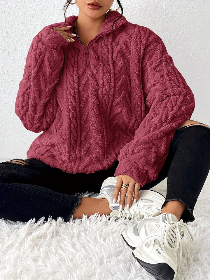 Women's fleece sweater with high collar and structured design Lune London
