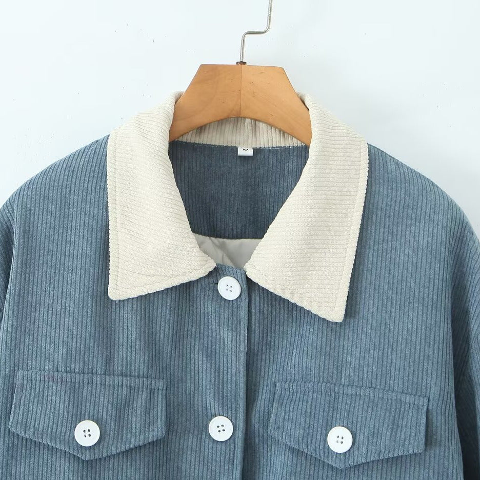 Casual corduroy jacket for women with practical flap pockets and elastic waistband Lune London