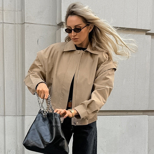 Modern cropped jacket for women with voluminous sleeves Lune London