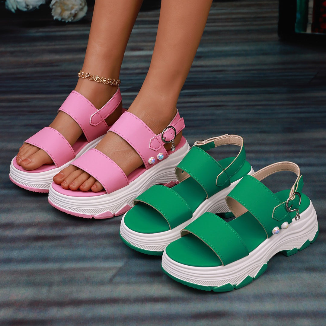Comfortable platform sandals for ladies with wide straps and innovative sole Lune London