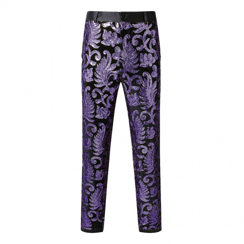 Elegant sequin pants for men with floral design Lune London