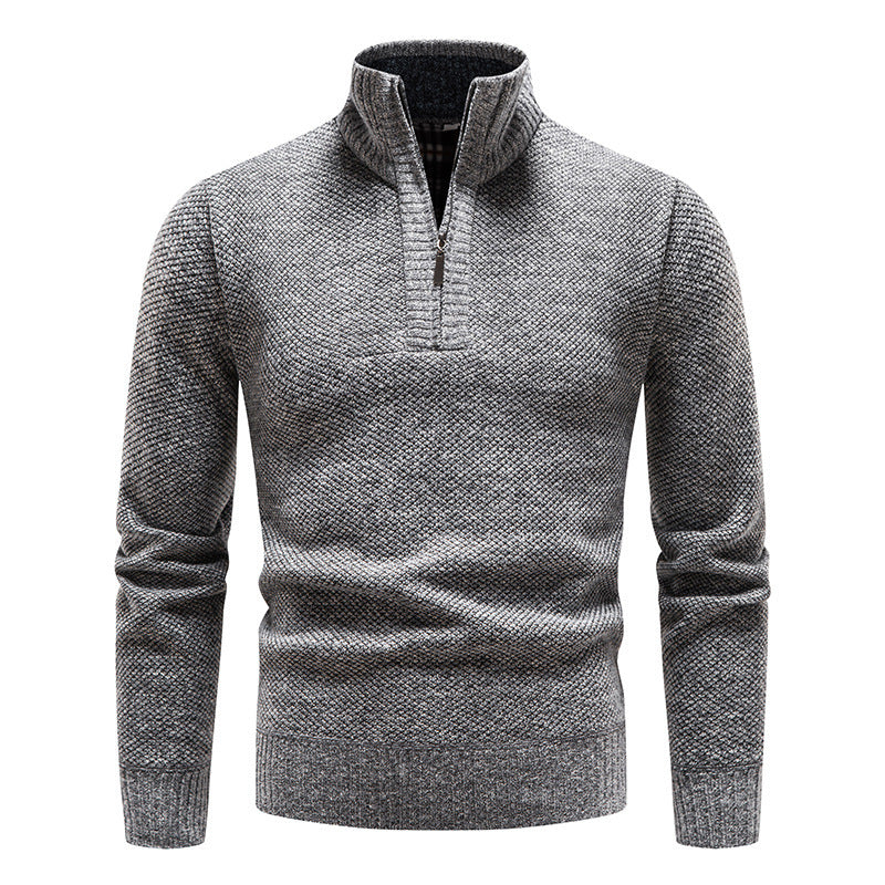 Sporty knit sweater for men with half-zip and textured design Lune London
