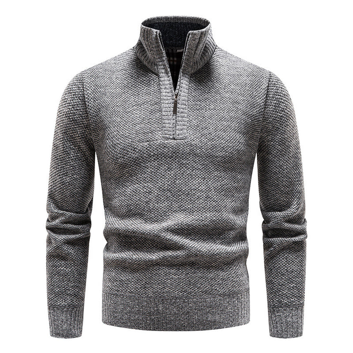 Sporty knit sweater for men with half-zip and textured design Lune London