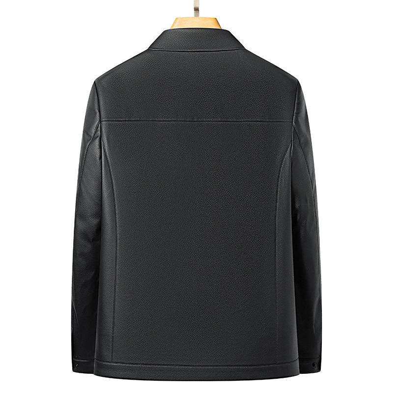 Casual leather jacket for men with practical chest pockets Lune London