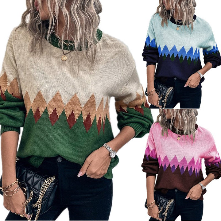 Women's sweater with trendy mountain pattern and comfortable round neck Lune London