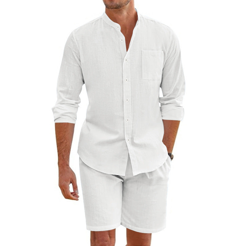 Casual linen set for men with button placket and practical pockets Lune London