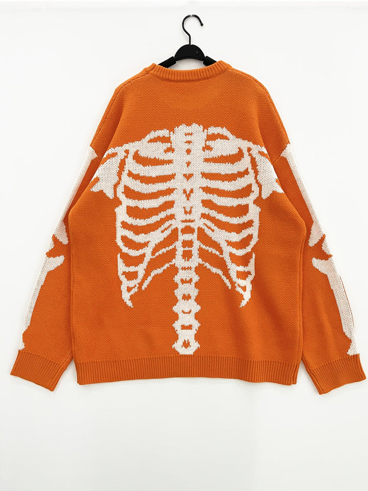 Ladies Oversized Sweater with Chic Skeleton Print and Style