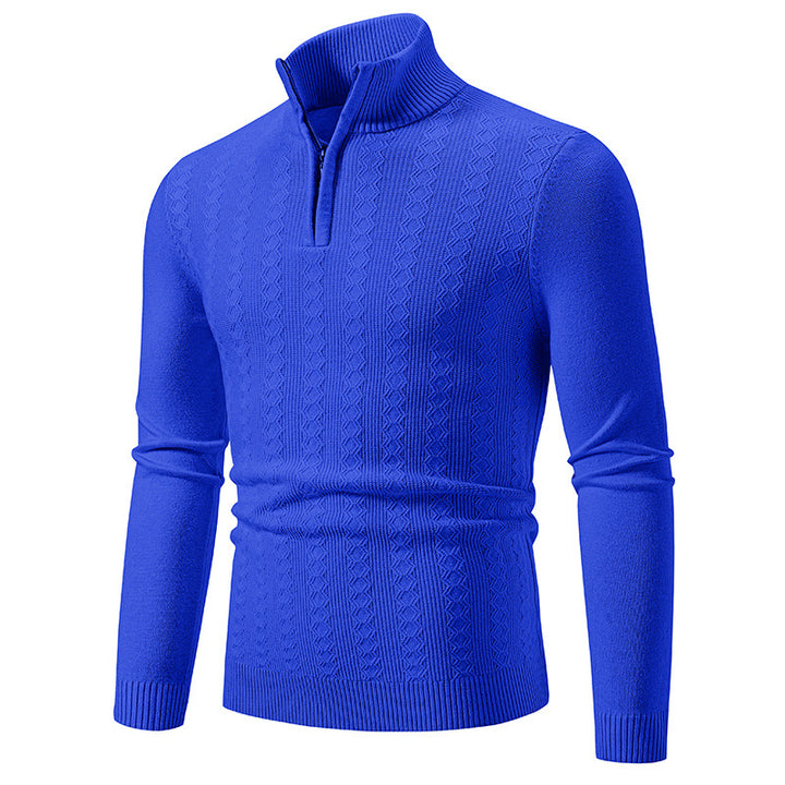 Elegant knitted sweater for men with high zipper Lune London